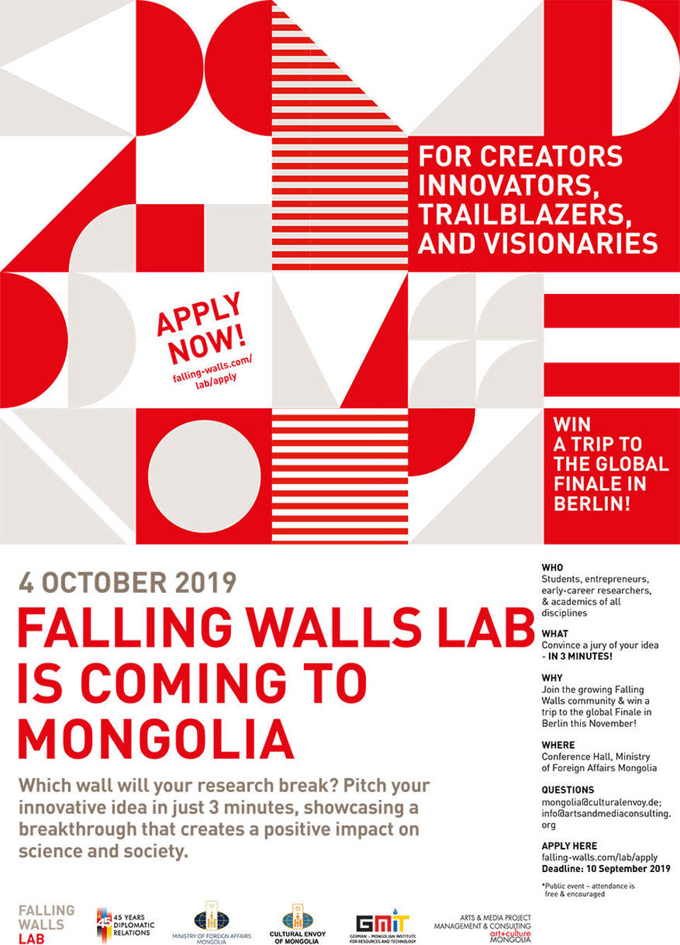 "Falling Walls Lab Mongolia"  НЭЭЛТТЭЙ ФОРУМД ОРОЛЦОХЫГ УРЬЖ БАЙНА