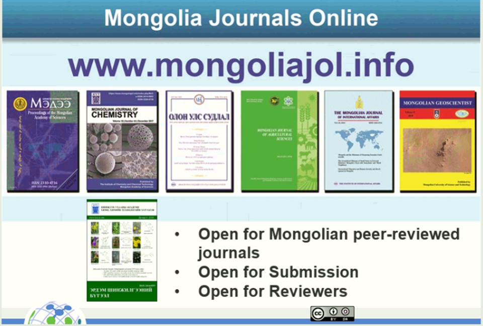 “PROCEEDINGS OF THE MONGOLIAN ACADEMY OF SCIENCES” СЭТГҮҮЛД ЭРДЭМ ШИНЖИЛГЭЭНИЙ ӨГҮҮЛЭЛ ХЭВЛЭН НИЙТЛҮҮЛЭХИЙГ УРЬЖ БАЙНА